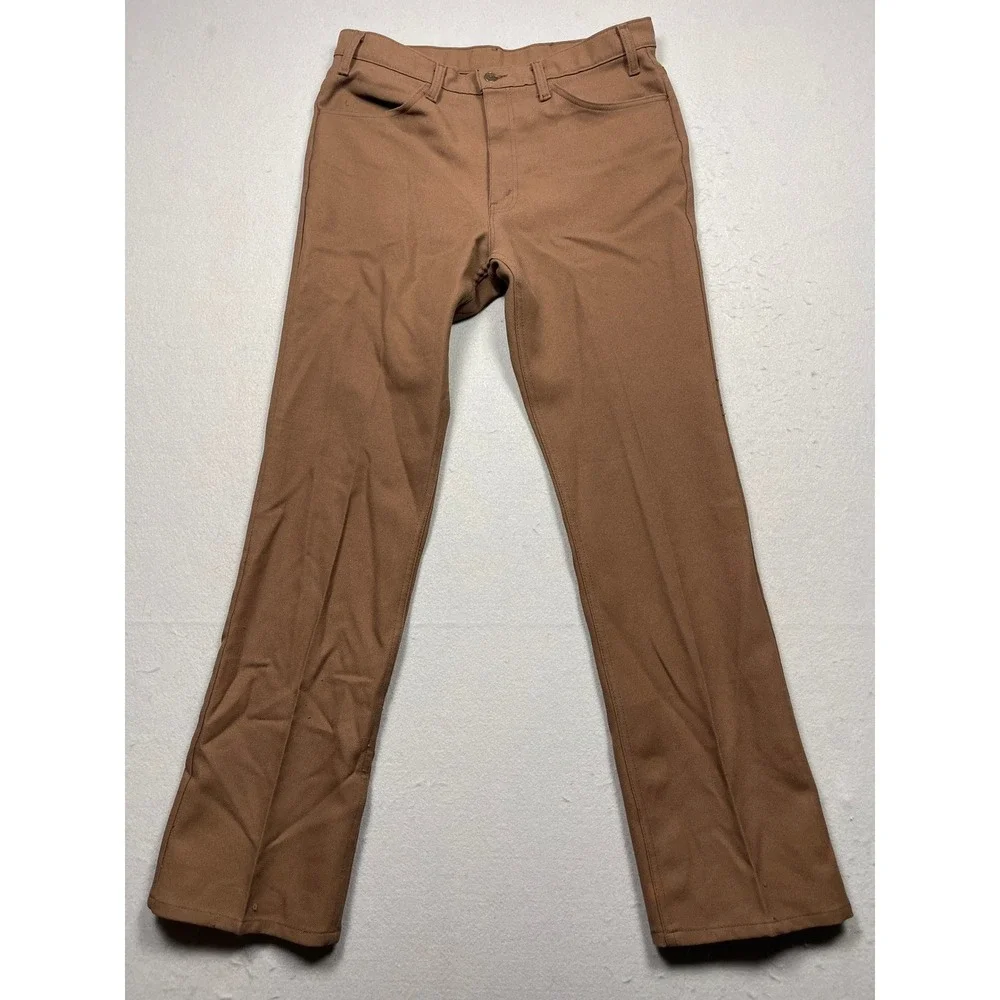 Vintage Levis Panatela Action Slacks Brown 36x34 Mens 70s Polyester USA Made